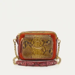 Sale Claris Virot Charly Bag Kaki Burgundy Mix Python