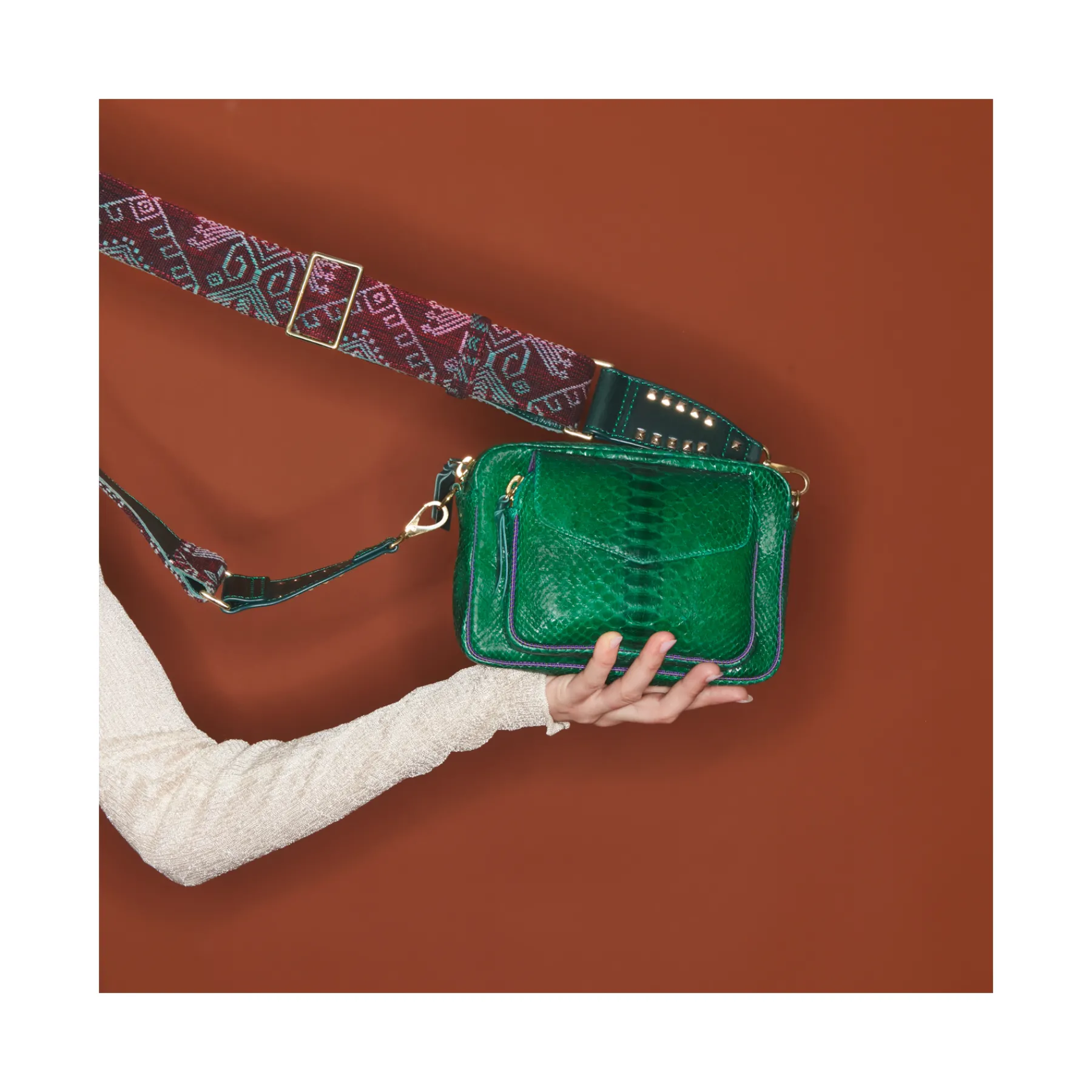 Sale Claris Virot Charly Bag Grass Green Python
