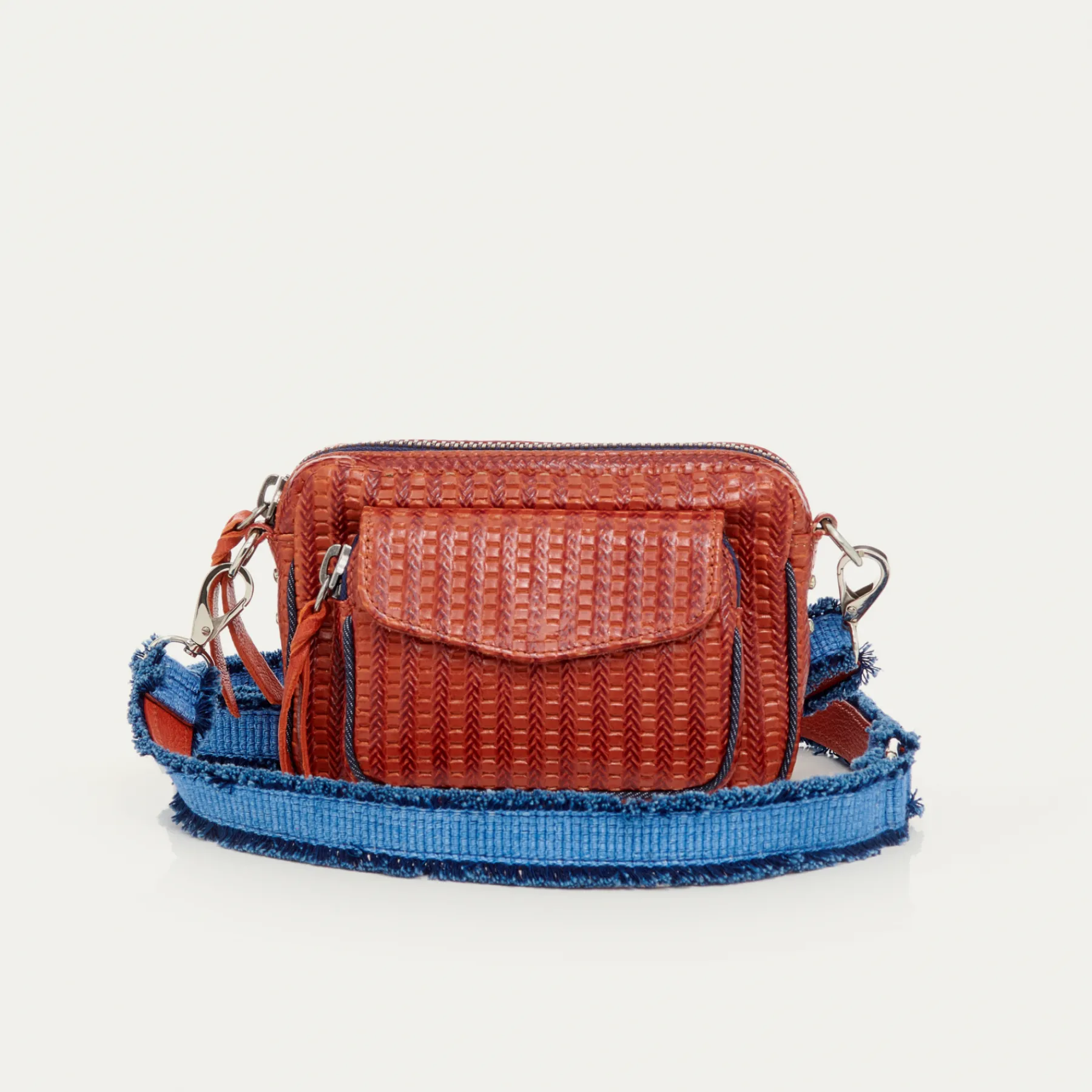 Clearance Claris Virot Charly Bag Anko Brick Embossed Woven Leather
