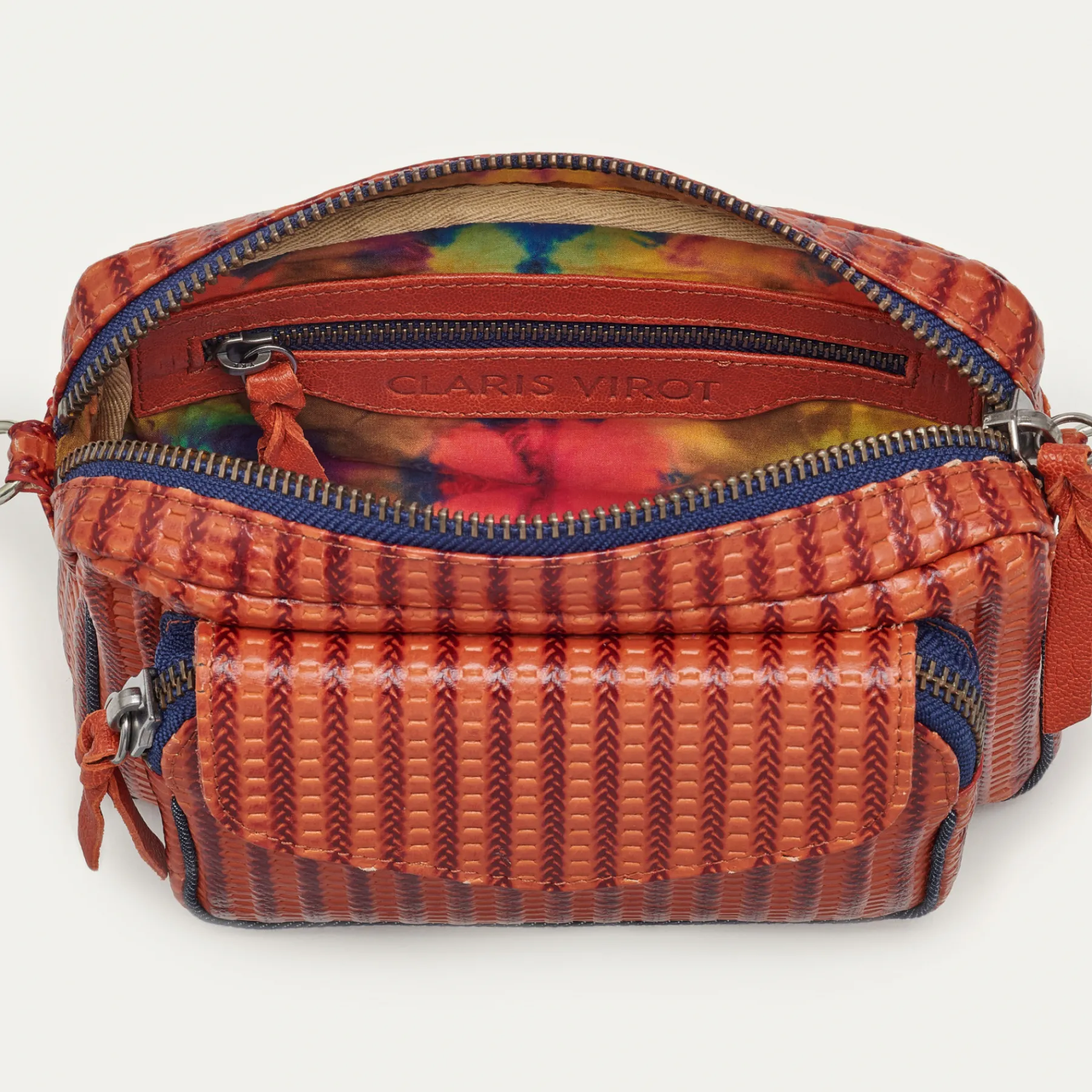 Clearance Claris Virot Charly Bag Anko Brick Embossed Woven Leather