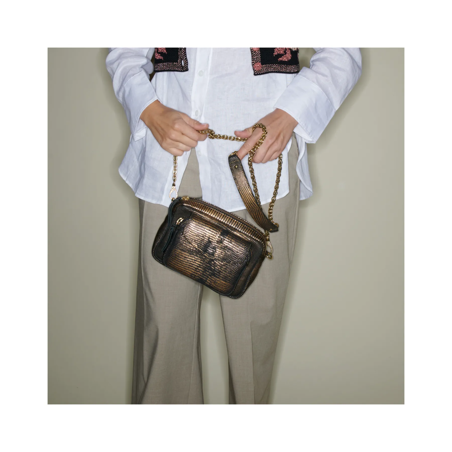 Flash Sale Claris Virot Charly Bag Old Gold Lizard