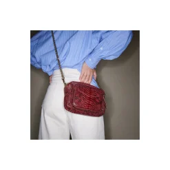 Sale Claris Virot Charly Bag Burgundy Python