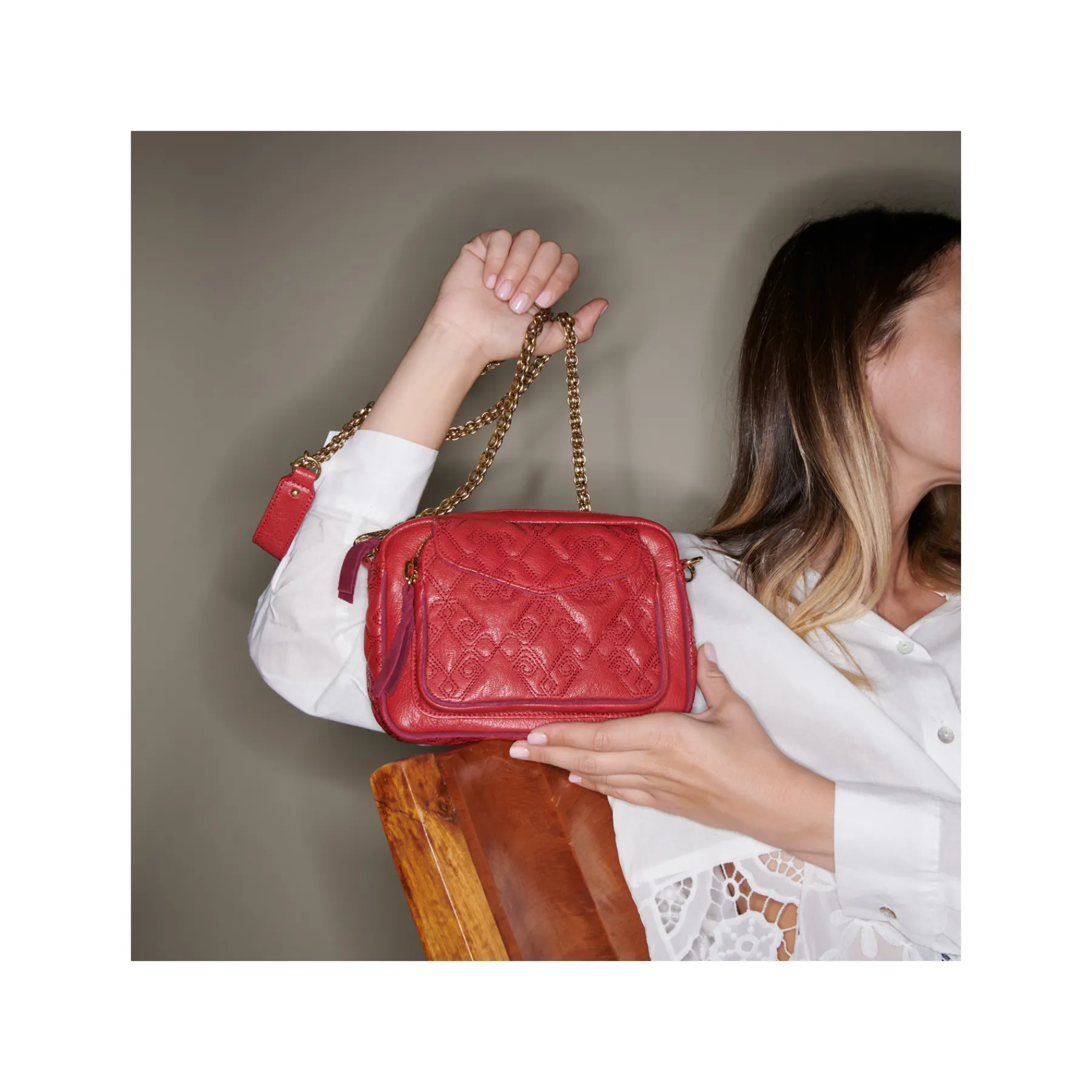 Fashion Claris Virot Charly Bag Vermilion Leather