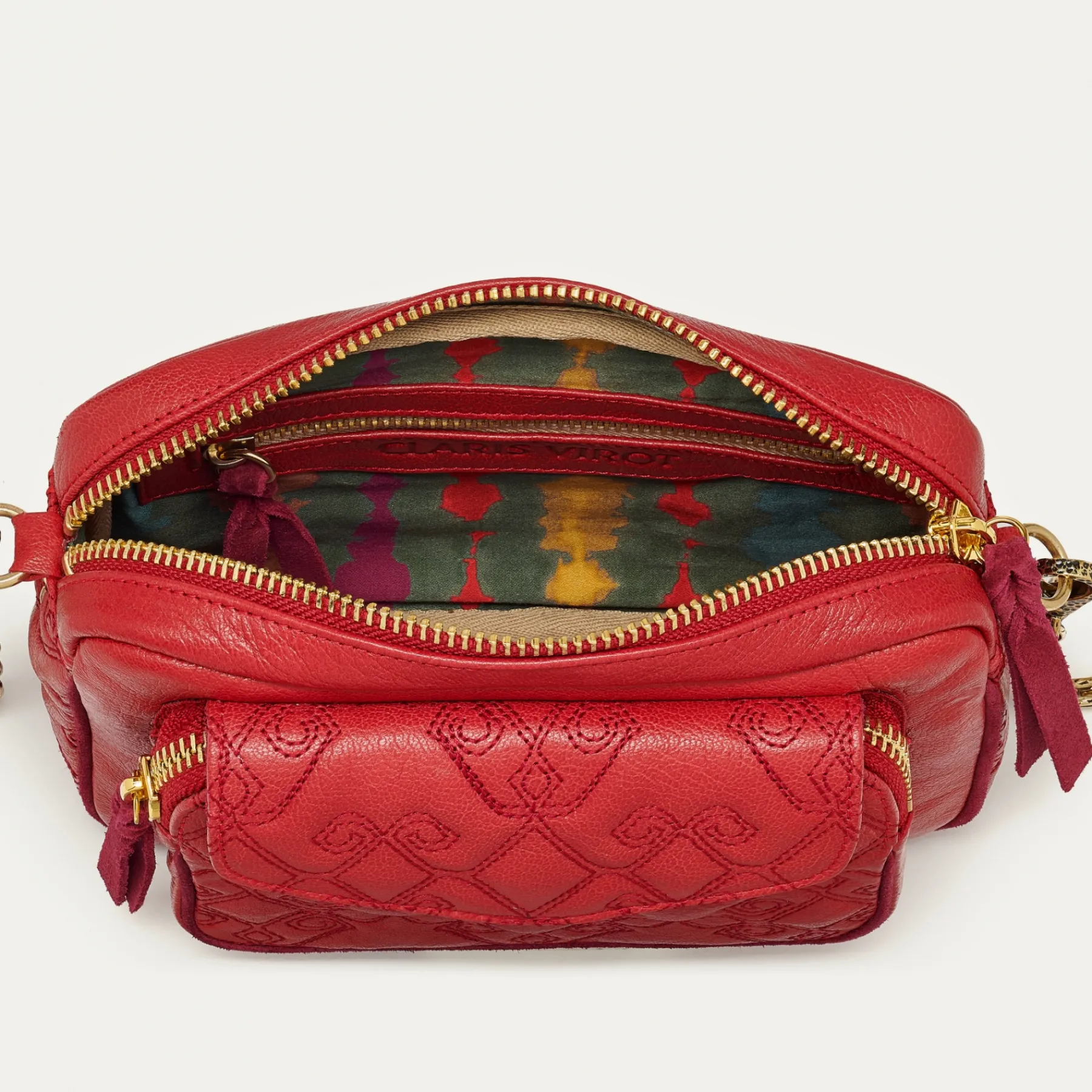 Fashion Claris Virot Charly Bag Vermilion Leather