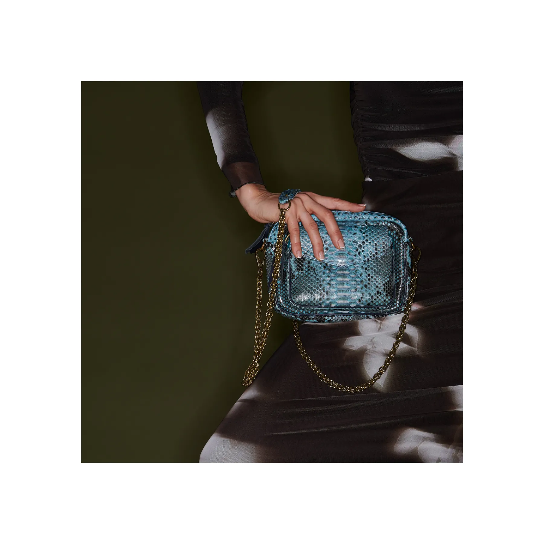 Discount Claris Virot Charly Bag Blue Lagoon Python