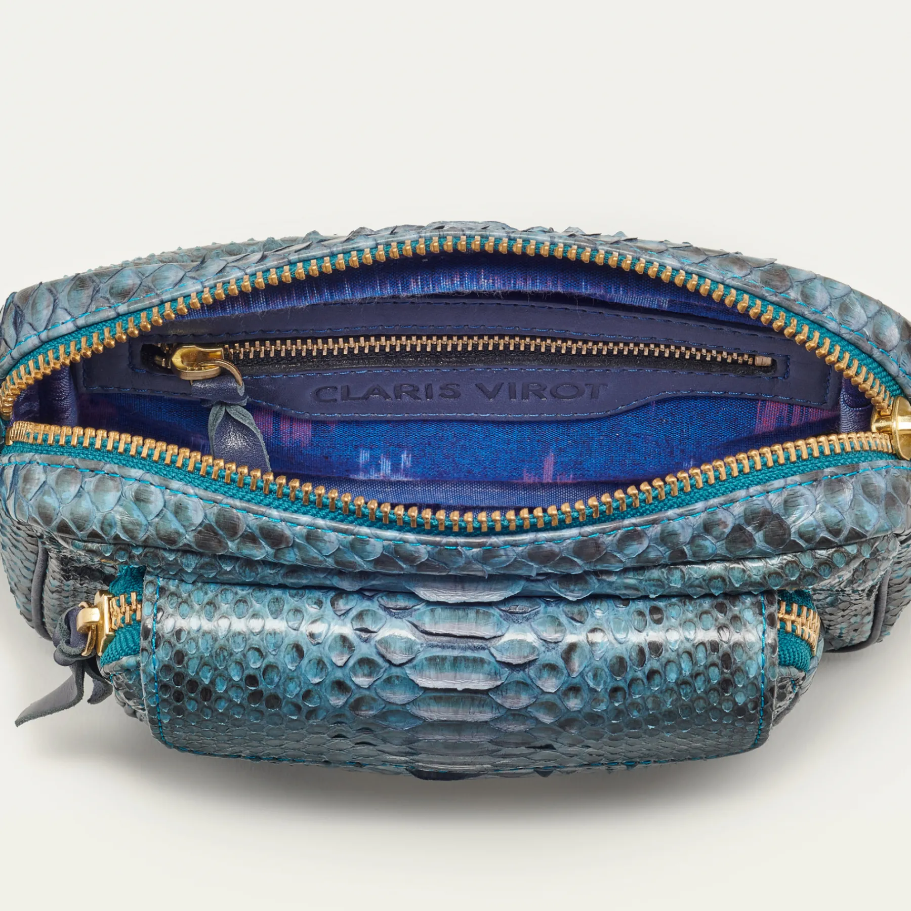 Discount Claris Virot Charly Bag Blue Lagoon Python