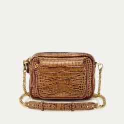 Outlet Claris Virot Charly Bag Metallic Bark Embossed Croco Leather