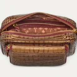 Outlet Claris Virot Charly Bag Metallic Bark Embossed Croco Leather