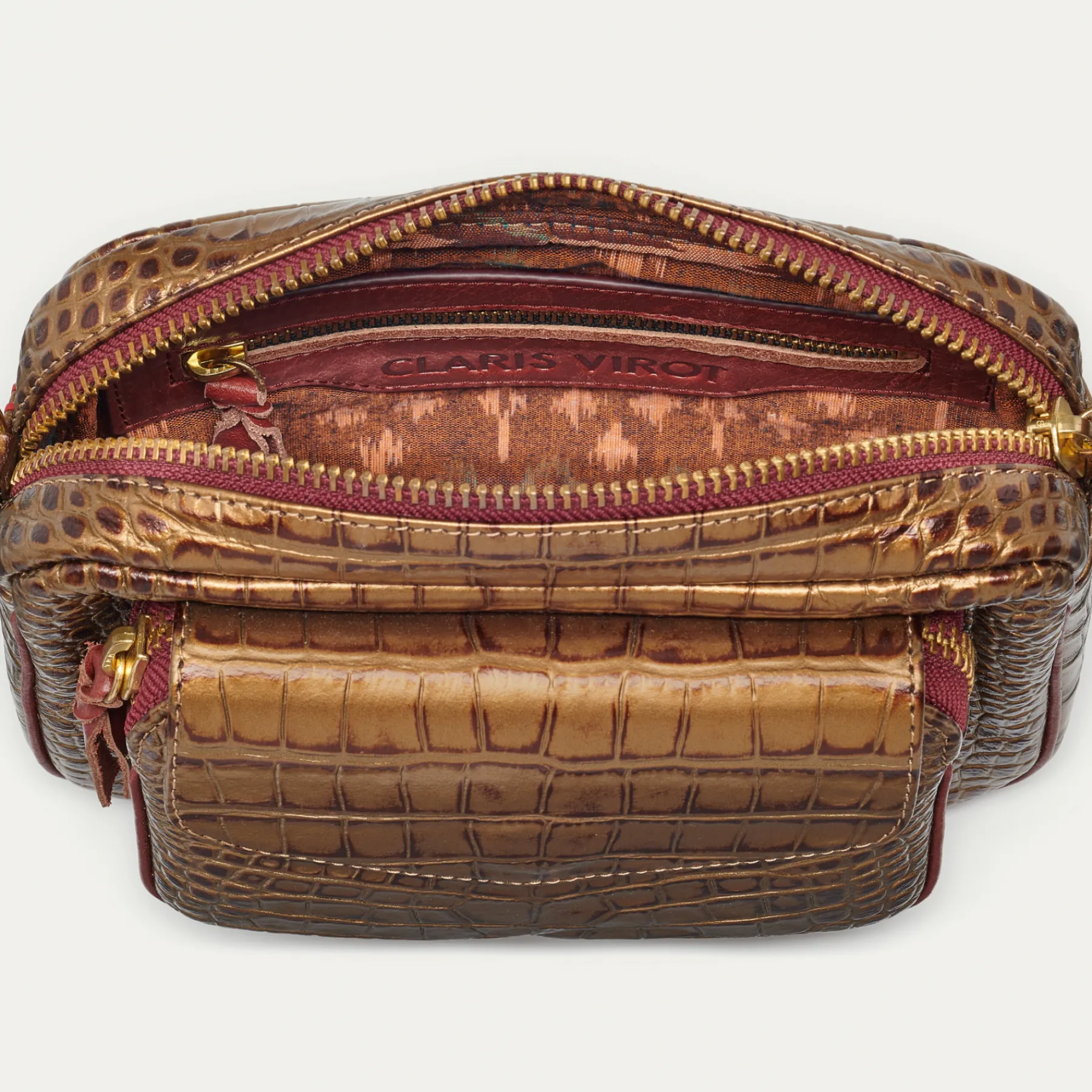 Outlet Claris Virot Charly Bag Metallic Bark Embossed Croco Leather
