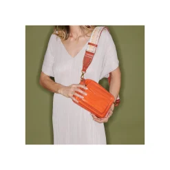Cheap Claris Virot Charly Bag Orange Koi Embossed Croco Leather