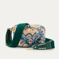 Shop Claris Virot Charly Bag Blue Snowflake Silk Velvet