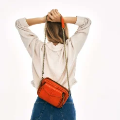 Cheap Claris Virot Charly Bag Orange Python