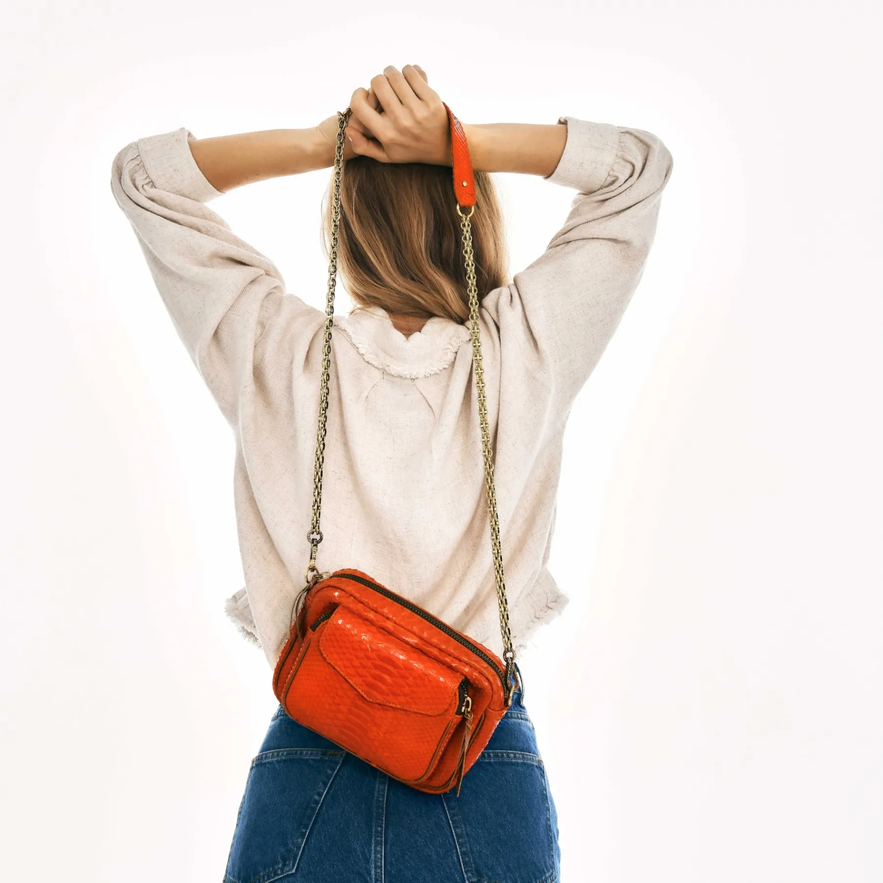 Cheap Claris Virot Charly Bag Orange Python