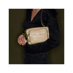Sale Claris Virot Charly Bag Sesame Beige Embossed Croco