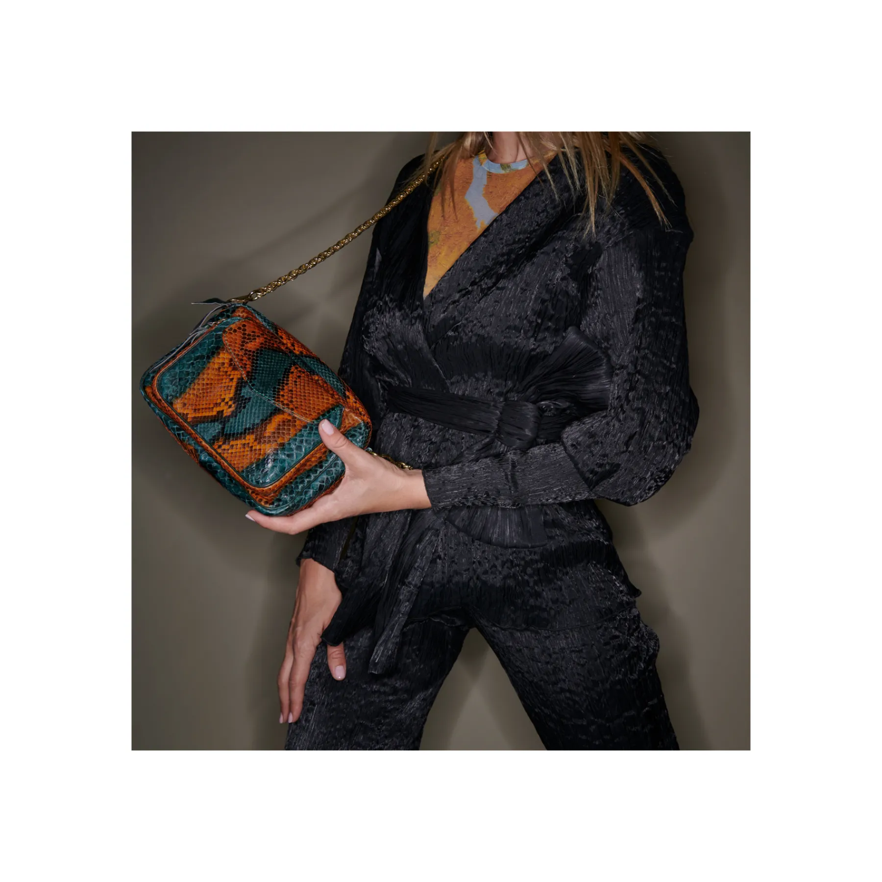 Shop Claris Virot Charly Bag Kingfisher Python