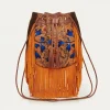 Outlet Claris Virot Cheyenne Bag Orange Embrodied Python
