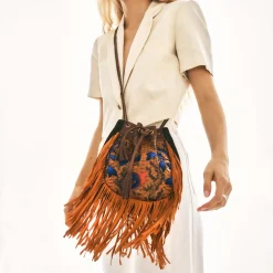 Outlet Claris Virot Cheyenne Bag Orange Embrodied Python