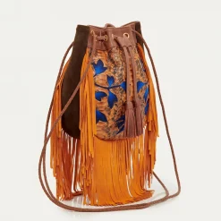 Outlet Claris Virot Cheyenne Bag Orange Embrodied Python