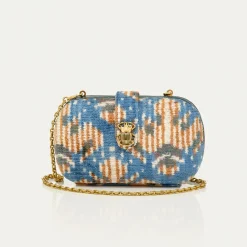 Online Claris Virot Chiara Bag Blue Snowflake Silk Velvet