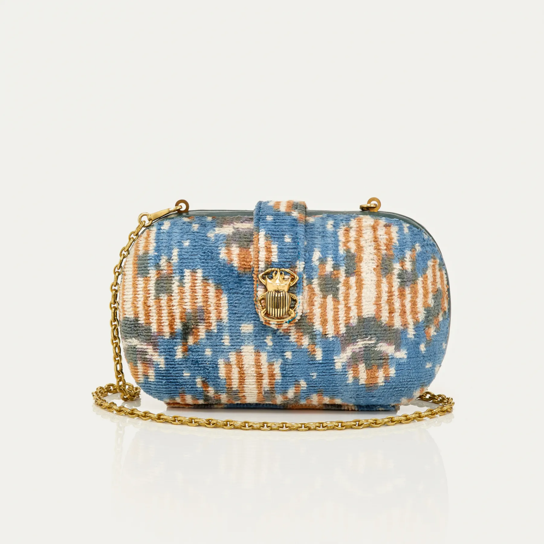 Online Claris Virot Chiara Bag Blue Snowflake Silk Velvet