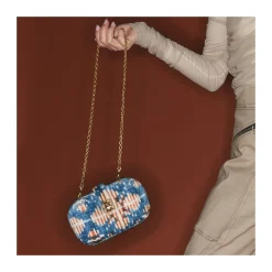 Online Claris Virot Chiara Bag Blue Snowflake Silk Velvet