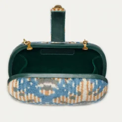Online Claris Virot Chiara Bag Blue Snowflake Silk Velvet