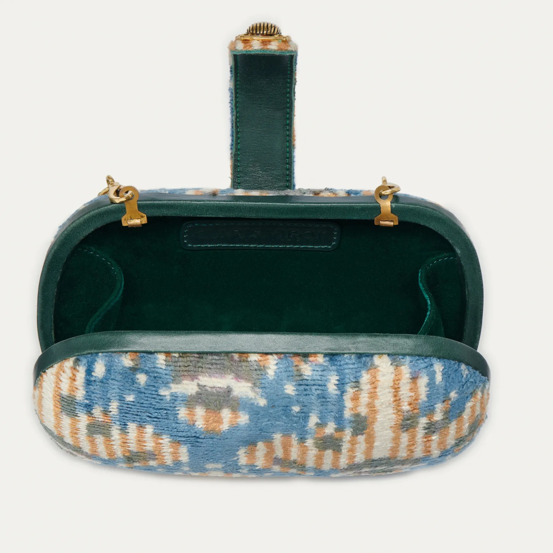 Online Claris Virot Chiara Bag Blue Snowflake Silk Velvet