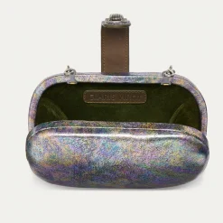 Online Claris Virot Chiara Bag Metallic Gasoil Leather