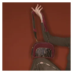 Discount Claris Virot Clara Bag Ocelot And Burgundy Leathers