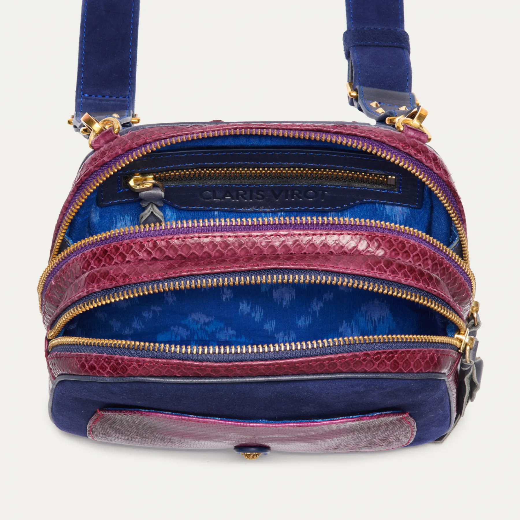Sale Claris Virot Clara Bag Purple Python And Suede