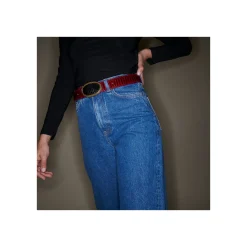 Fashion Claris Virot Dallas Belt Burgundy Python