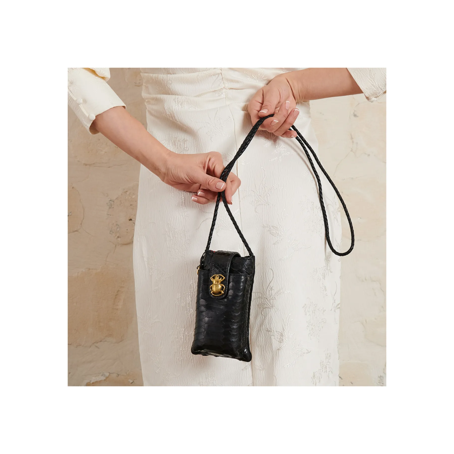 Fashion Claris Virot Double Marcus Case Black Python And Leather