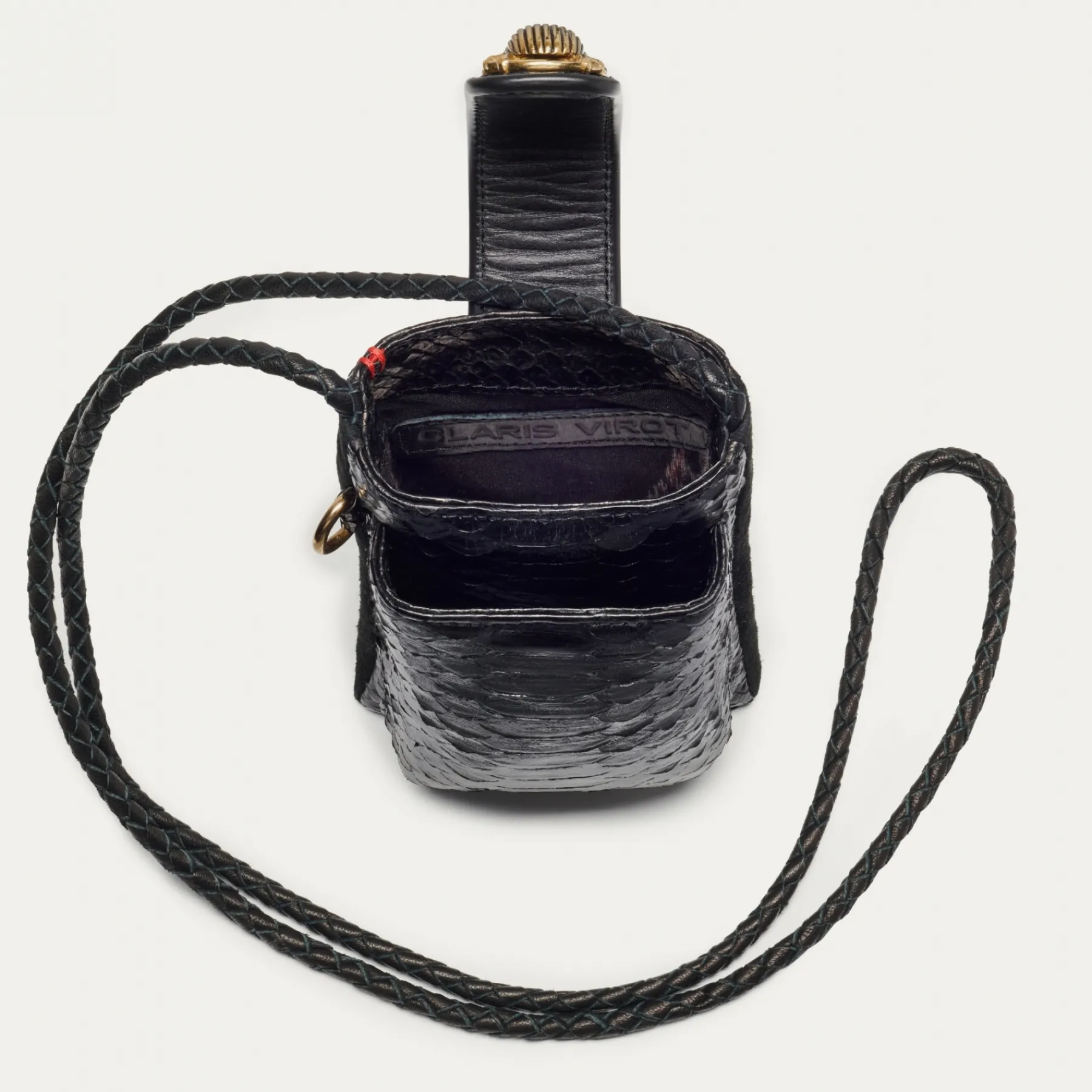 Fashion Claris Virot Double Marcus Case Black Python And Leather