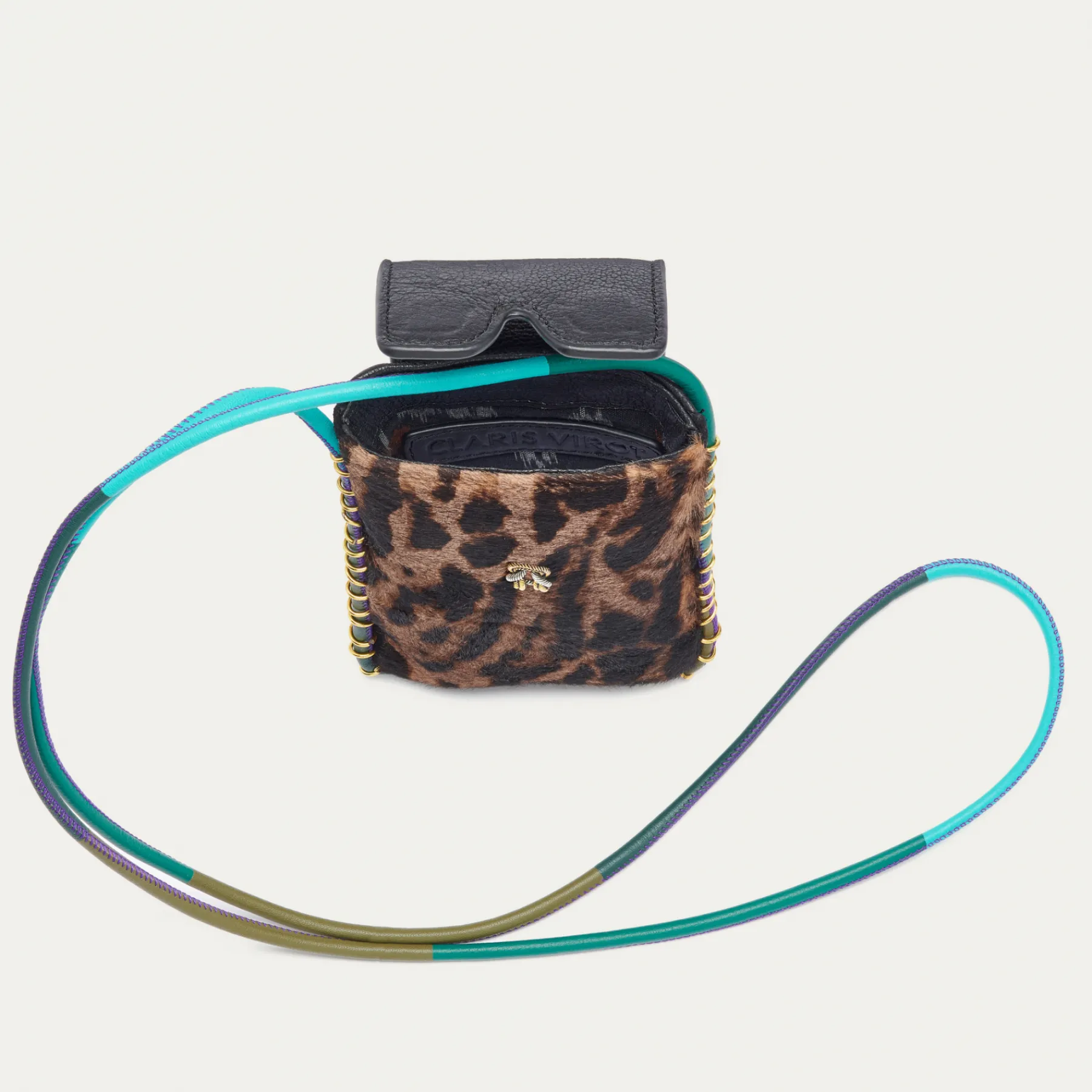 Fashion Claris Virot Emile Sunglasses Case Ocelot Leather