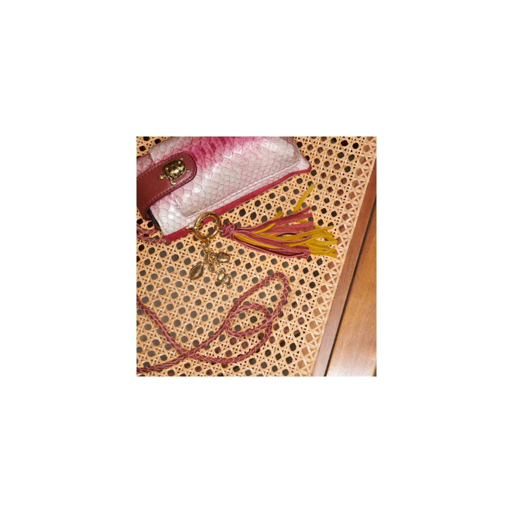 Sale Claris Virot Fred Key Holder Mustard And Burgundy Leathers