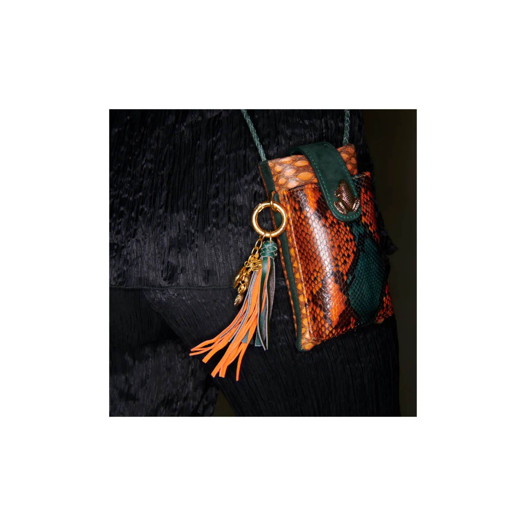 Fashion Claris Virot Fred Key Holder Orange And Green Leathers