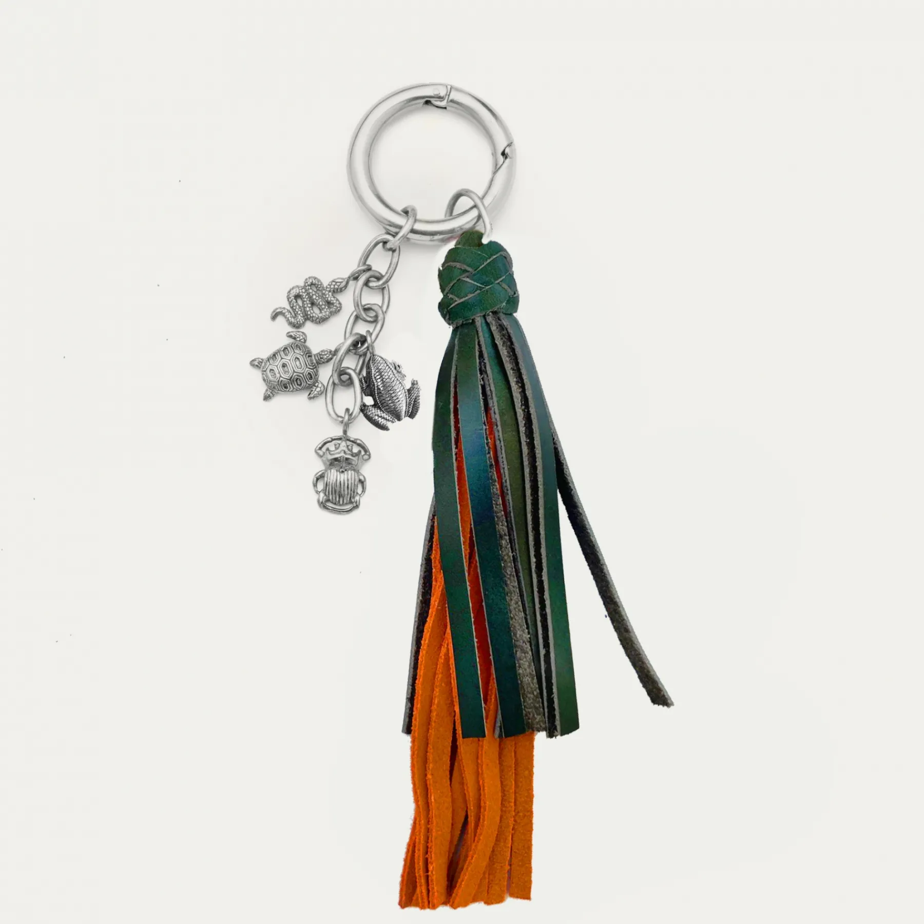 Outlet Claris Virot Fred Key Holder Orange And Green Leathers