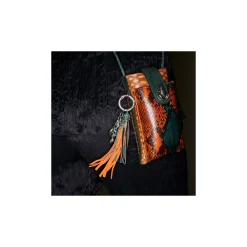Outlet Claris Virot Fred Key Holder Orange And Green Leathers