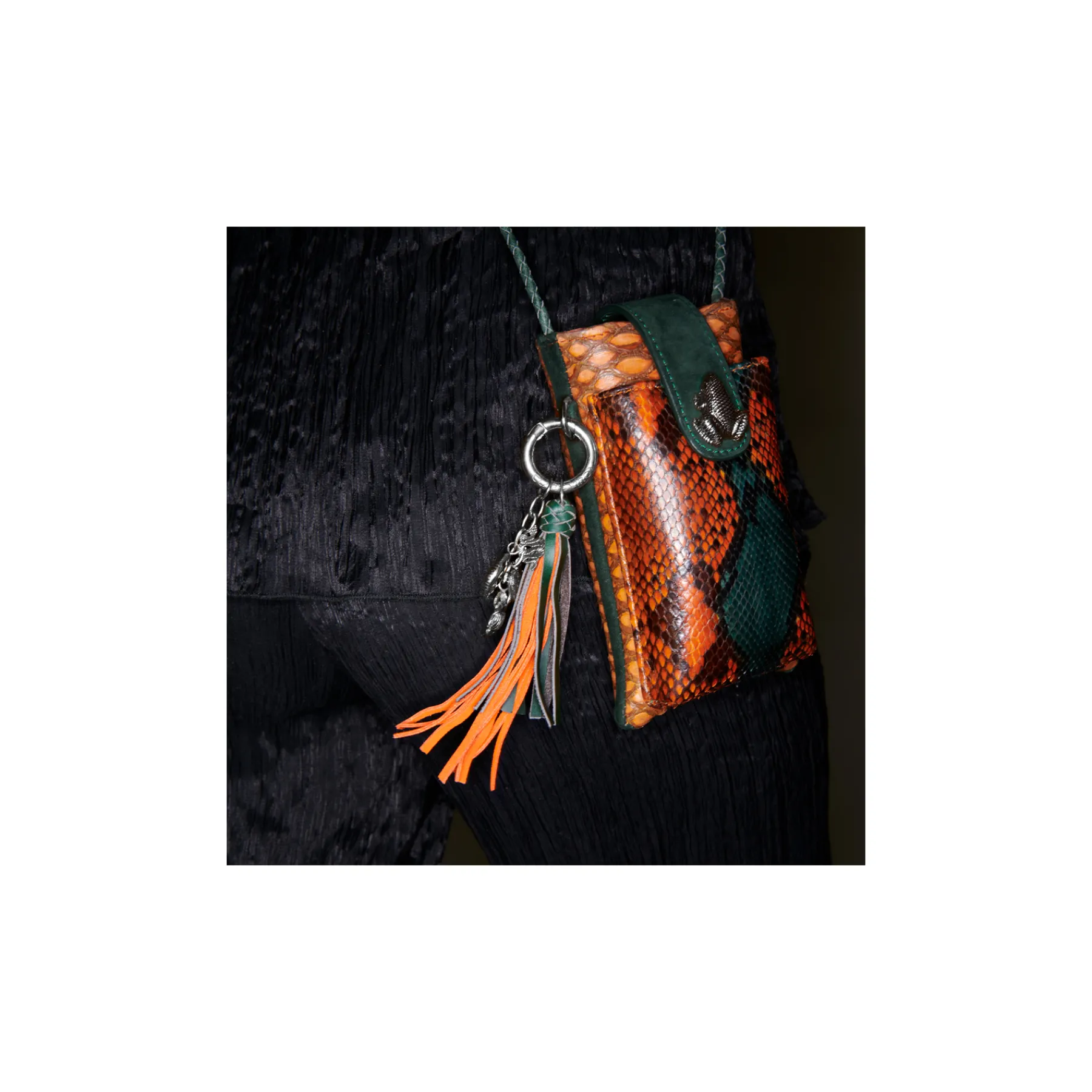 Outlet Claris Virot Fred Key Holder Orange And Green Leathers