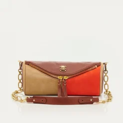 Store Claris Virot Gaston Bag Orange Hazel Leather And Suede