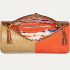 Store Claris Virot Gaston Bag Orange Hazel Leather And Suede