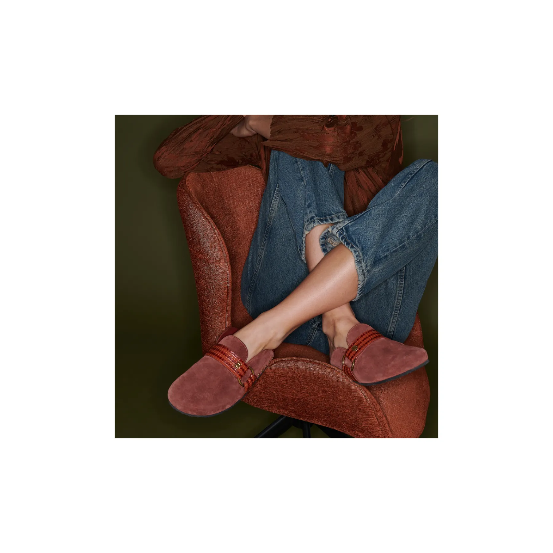 New Claris Virot Georgette Mules Anko Brick Embossed Woven Leather