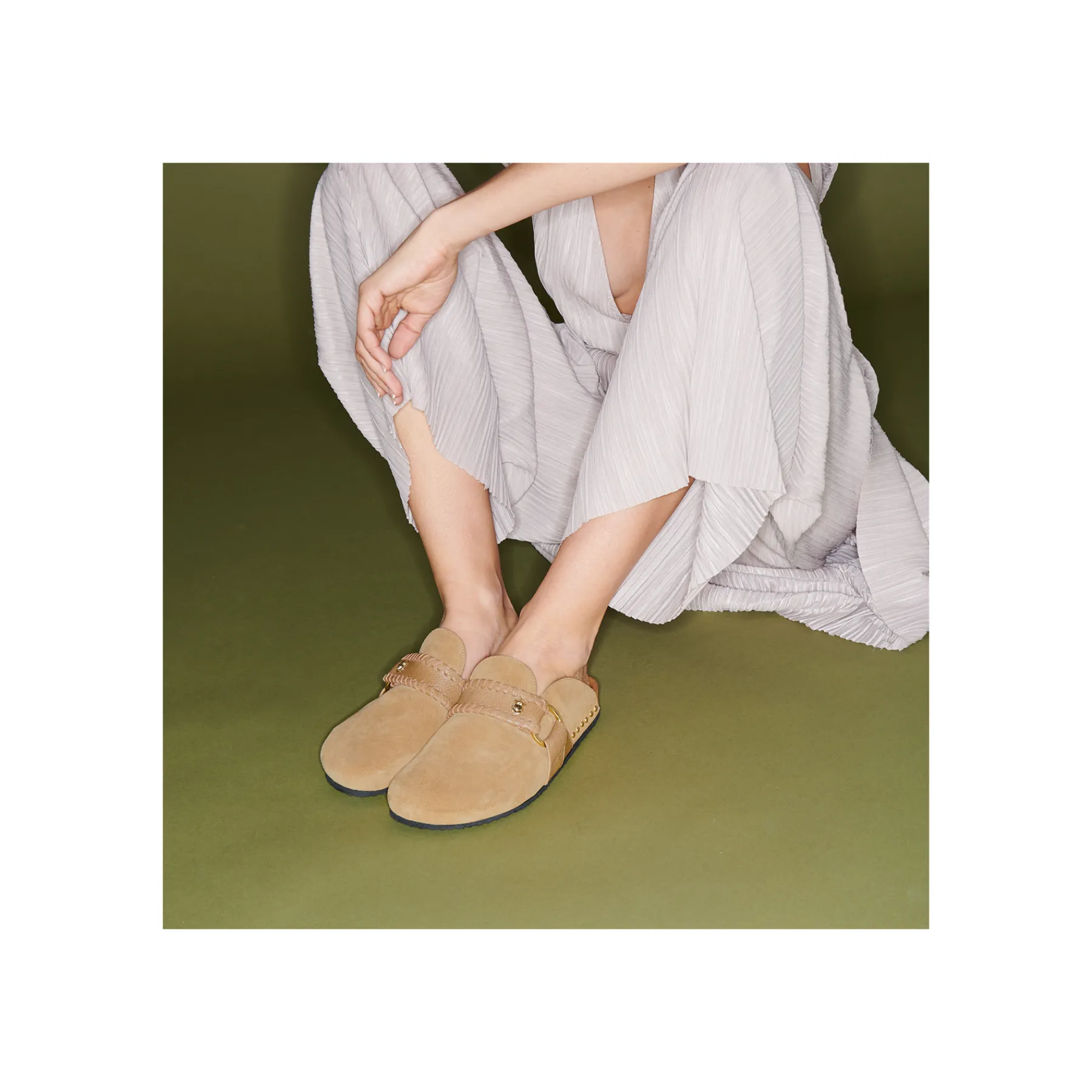 Online Claris Virot Georgette Mules Sand Leather