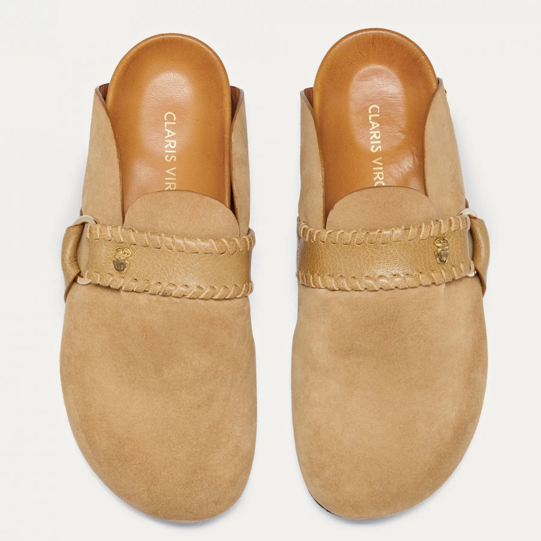 Online Claris Virot Georgette Mules Sand Leather