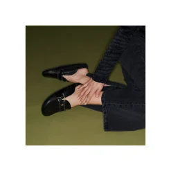 Flash Sale Claris Virot Georgette Mules Black Lizard Golden Hardware