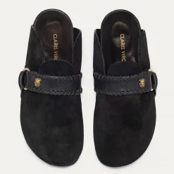 Cheap Claris Virot Georgette Mules Black Leather And Suede