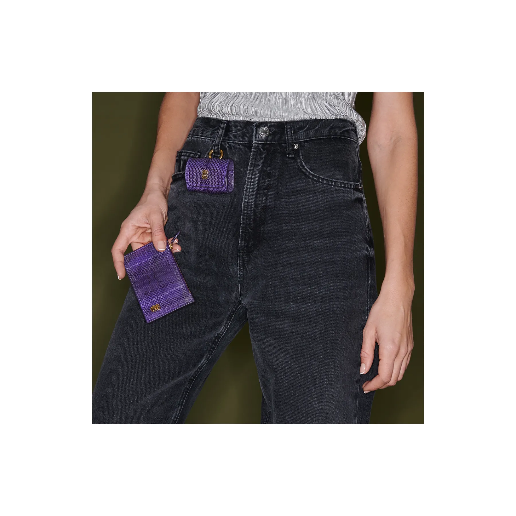 Shop Claris Virot Helena Wallet Violet Watersnake