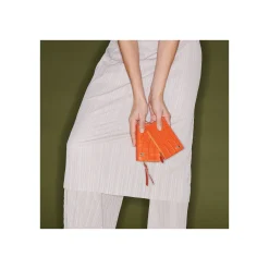 Fashion Claris Virot Helena Wallet Orange Koi Embossed Croco Leather