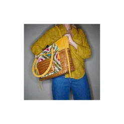 Outlet Claris Virot Hugo Bag Multicolor Losanges Leather And Velvet