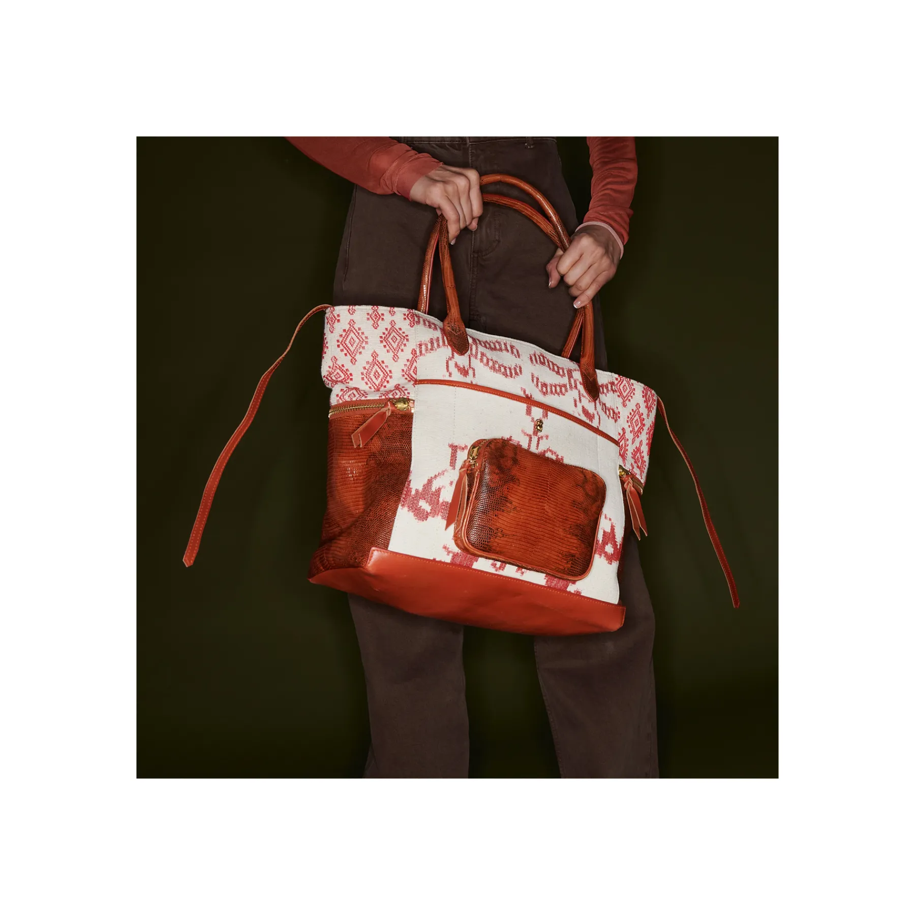 Store Claris Virot Hugo Bag Red Dragon Timor Fabric